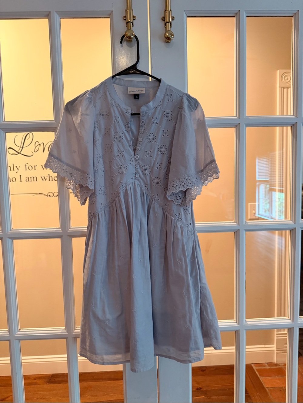Universal Thread Pale Blue Eyelet Button-Front Dress